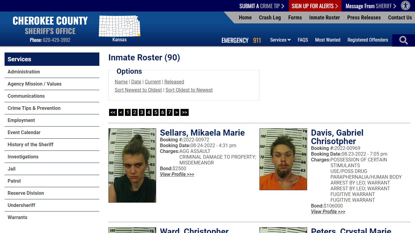 Inmate Roster - Cherokee County Sheriff KS